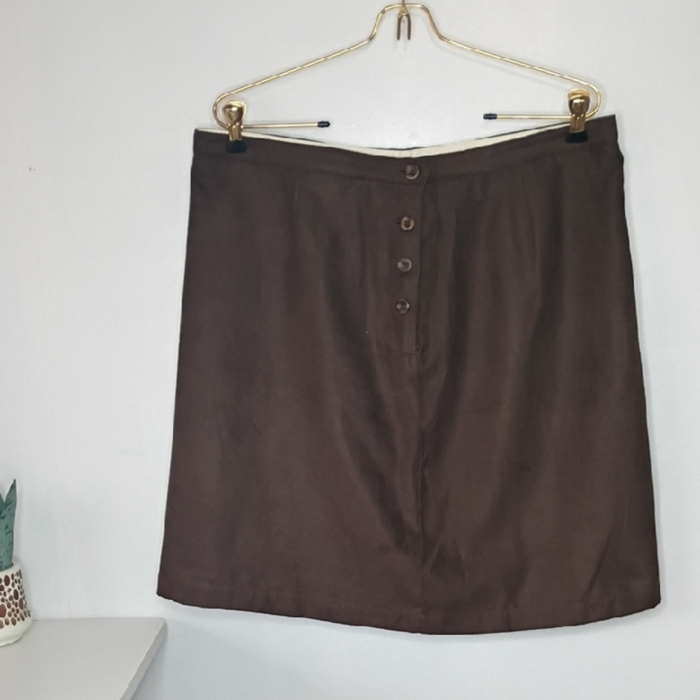Christopher & Banks Brown Elegant Skirt Women’s 14 Lined Button Detail Boho Chic
